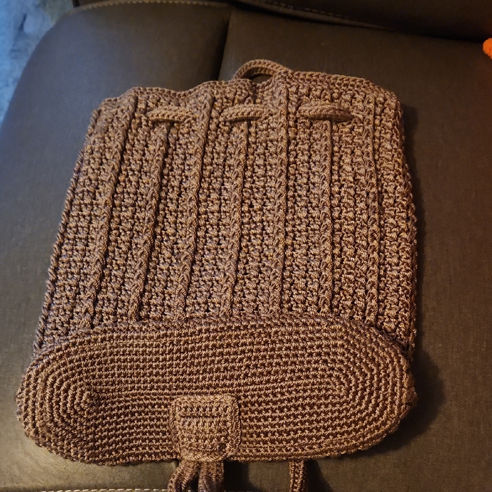 Brown Crochet Backpack